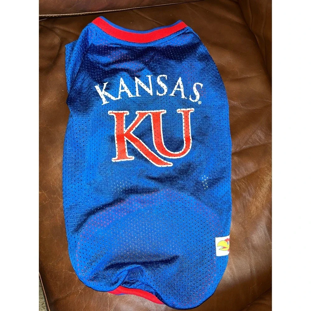 Kansas KU Jayhawks Pet Dog Jersey Shirt Blue Red Large Basketball NCAA